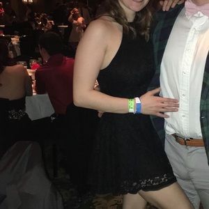 Black lace mini dress